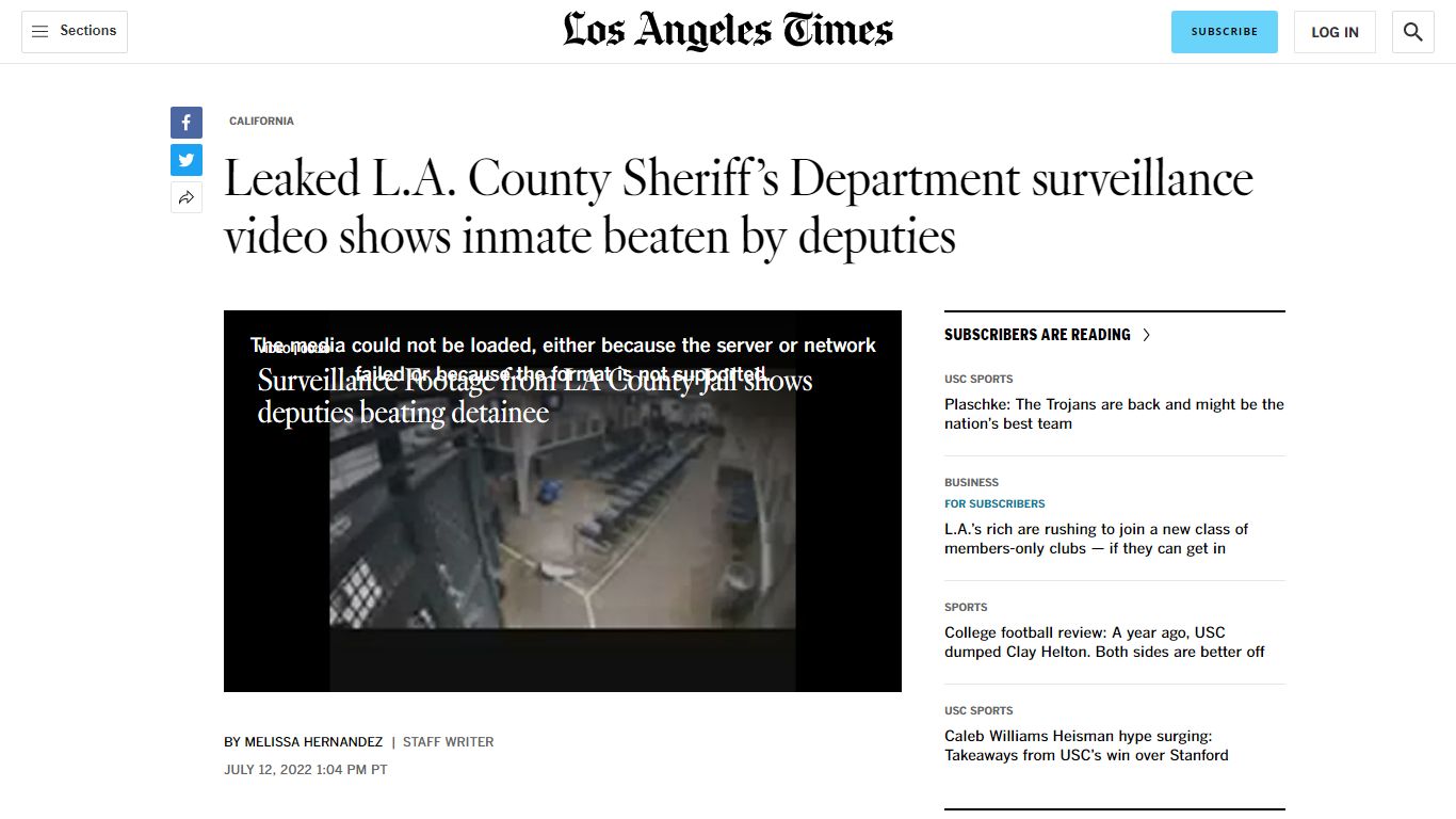 Leaked Sheriff's Department video shows inmate beaten by deputies - Los ...